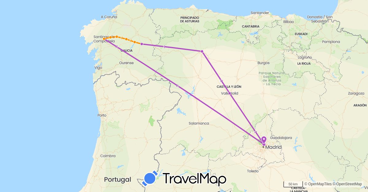 TravelMap itinerary: driving, train, hitchhiking in Spain (Europe)